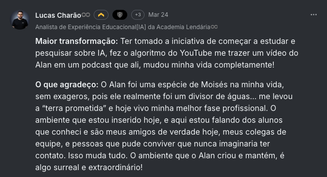 Depoimento de aluno
